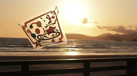 Kite Blowing in the Wind at Sunset Stock Footage 41333859