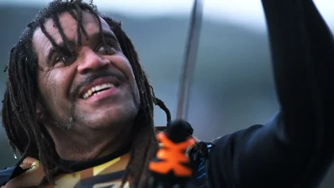 Kite boarder on the beach. Stock Footage 88373615