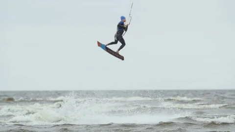 Kite Boarder flight Stock Footage 121317662