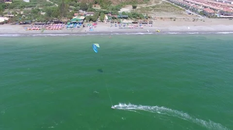 Kite Boarding aerial view.  Stock Footage 65166301
