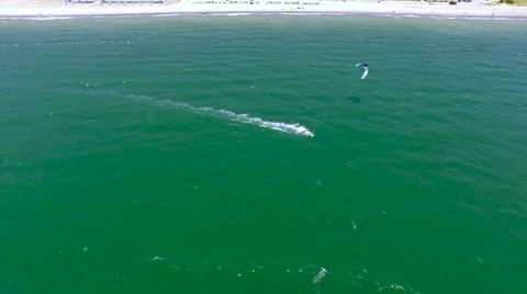 Kite Boarding Aerial View 스톡 동영상 65178077
