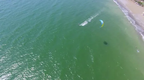 Kite Boarding Aerial View 스톡 동영상 65258378