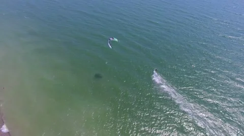 Kite Boarding Aerial View Stock Footage 65258400