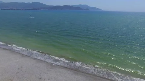 Kite Boarding Aerial View Stock Footage 65258406
