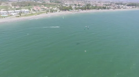 Kite Boarding Aerial View Stock Footage 65258437