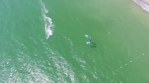 Kite Boarding Aerial View Stock Footage 65258454
