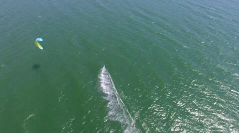 Kite Boarding Aerial View Video stock 65258455