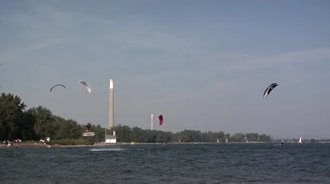Kite Boarding on Cherry Beach Toronto Video stock 38615624