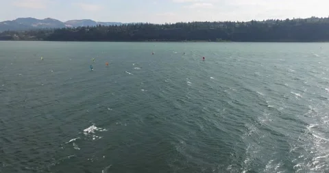 Kite Boarding Columbia River Gorge Stock Footage 211564461