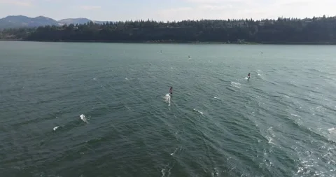 Kite Boarding Columbia River Gorge Stock Footage 211564909