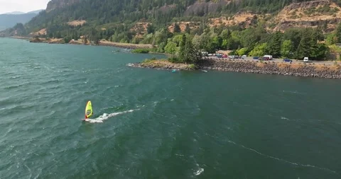 Kite Boarding Columbia River Gorge Stock Footage 211565005