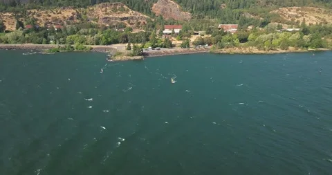 Kite Boarding Columbia River Gorge Stock Footage 211623562