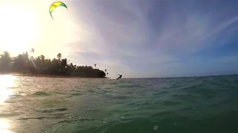 Kite boarding, jump over the camera. Video stock 51745329