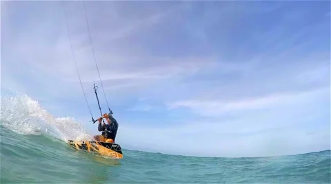 Kite boarding, jump over the camera. Video stock 51774097