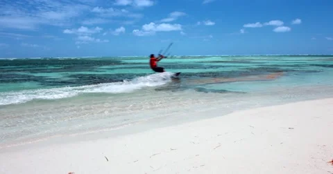 Kite boarding, jump over the camera. Video stock 51876902