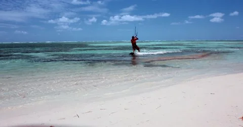 Kite boarding, jump over the camera. Video stock 51878671