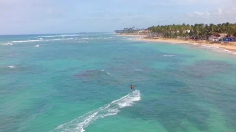 Kite boarding, shooting with drone. Stock Footage 51684928