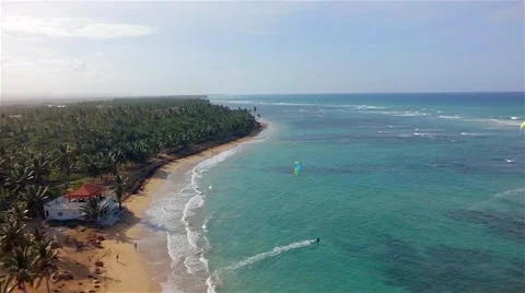 Kite boarding, shooting with drone. Stock Footage 51684969