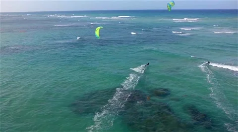 Kite boarding, shooting with drone. Stock Footage 51685734