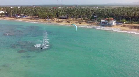 Kite boarding, shooting with drone. Stock Footage 51685758