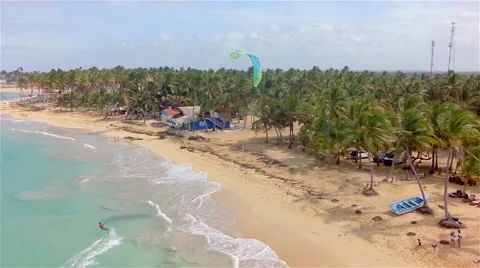 Kite boarding, shooting with drone. Stock Footage 51686283