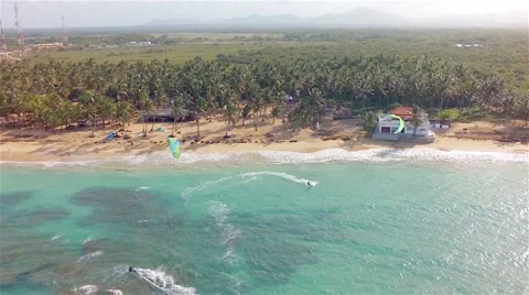 Kite boarding, shooting with drone. Stock Footage 51687175