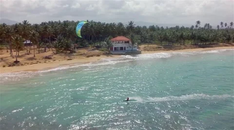Kite boarding, shooting with drone. Stock Footage 51688159