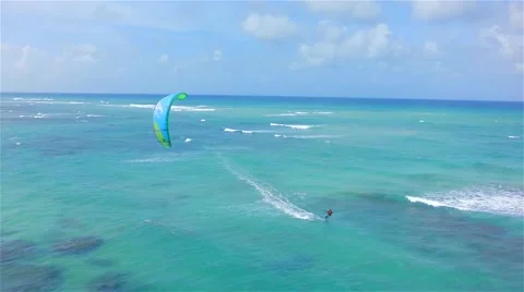 Kite boarding, shooting with drone. Stock Footage 51688164