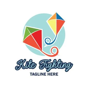 Kite fighting logo with text space for your slogan Stock Illustration