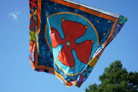 Kite- flag in the sky Stock Photos