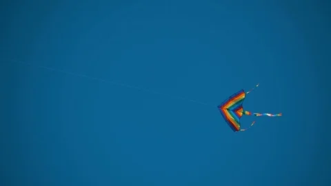 The kite flies in the blue sky. a kite flying in the blue sky. 库存影片 91304685