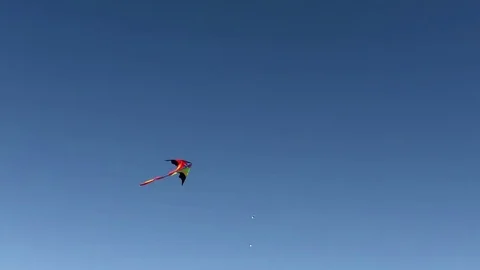 A kite floats in a blue sky Stock Footage 79340688