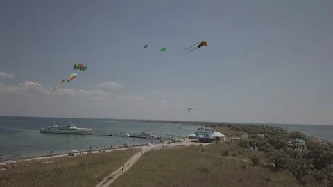 Kite flying at the beach Ukraine Stock Footage 124076680