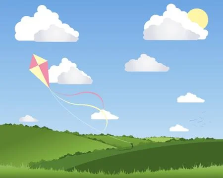 Kite flying Stock Illustration