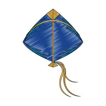 Kite flying isolated scribble 库存插图