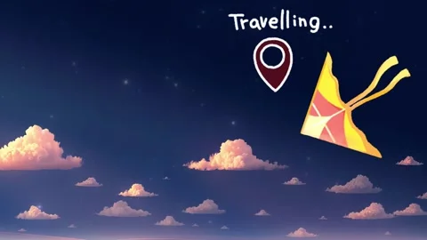 Kite flying in the night with traveling pointer Stock Footage 299147590