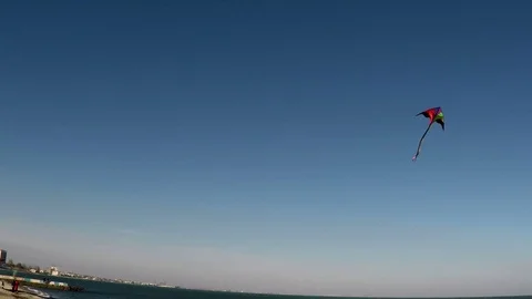 A kite flying over the beach Stock-Footage 79386788