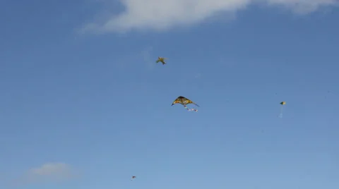 Kite flying under blue sky 8952 Stock Footage 26620313