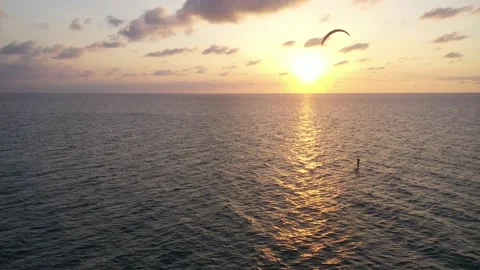 Kite foil surfer on sunset Stock Footage 168080214