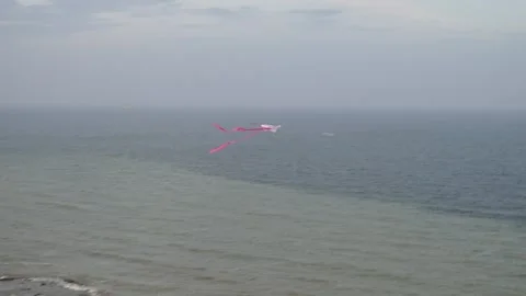 Kite in front of the sea. The kite soars high in the sky. 動画素材 153869038