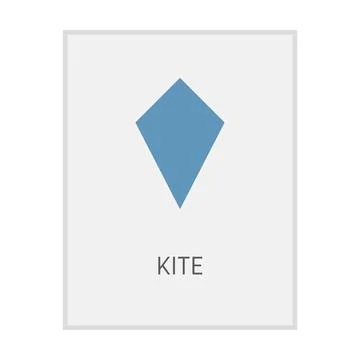 Kite geometric shape flash card element symbol for preschool education Stock Illustration