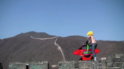 Kite on Great Wall  Stock Footage 351059