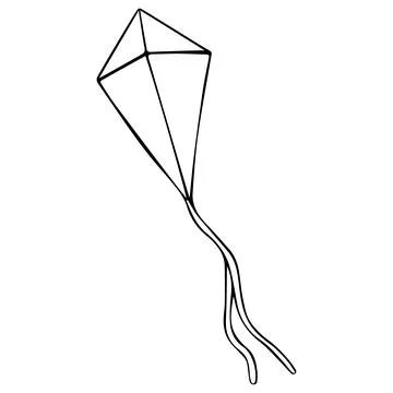 Kite hand drawn vector for postcards, greeting cards Stock Illustration