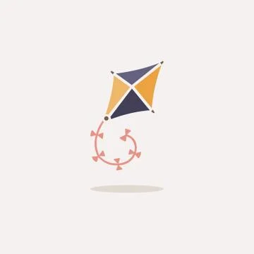Kite. Icon with shadow on a beige background. Toy vector illustration Stock Illustration