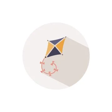 Kite. Icon with shadow on a beige circle. Fall vector illustration Stock Illustration