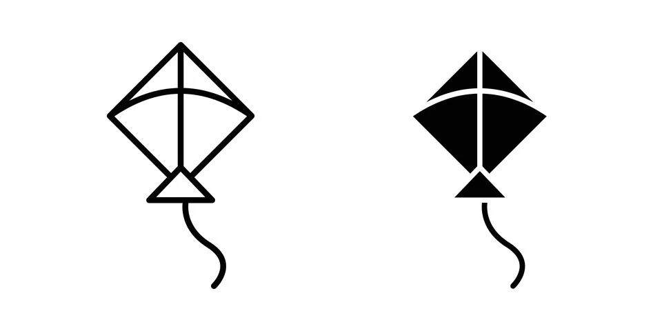 Kite icon thin line and clipart style vector set Stock Illustration