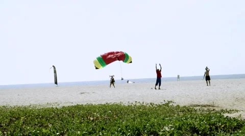 Kite landing on the beach Stock Footage 45564107