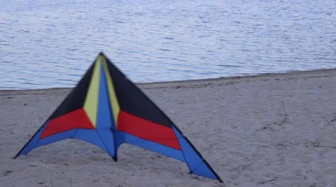 Kite Lying on Sand Stock Footage 51346816