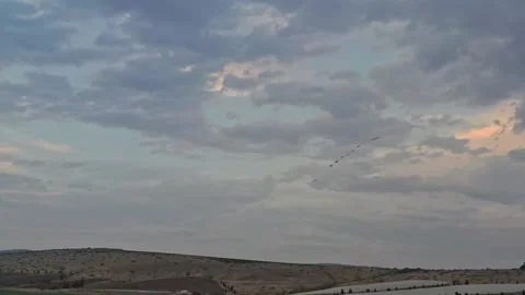 A kite over fields.MP4 Stock Footage 163871548