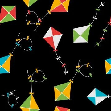 Kite Seamless Pattern Background Vector Illustration Stock Illustration